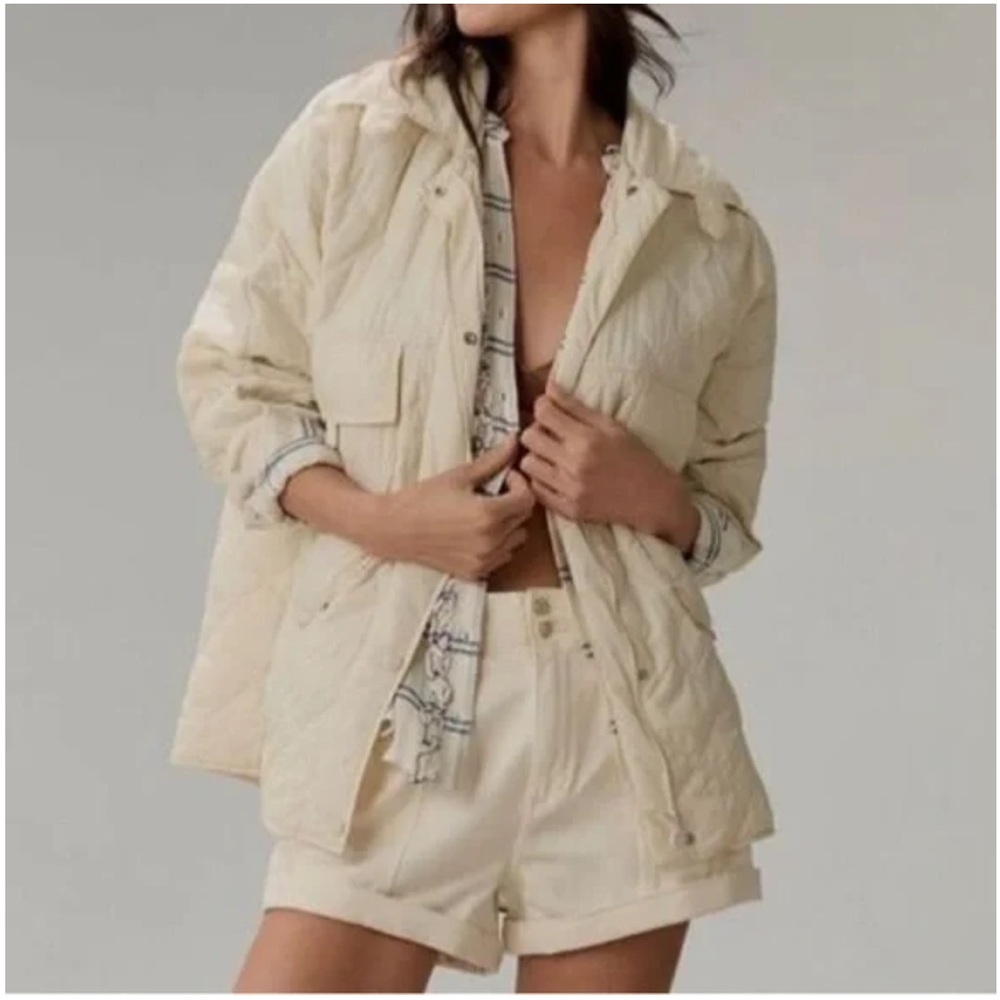 Lightweight Quilted Oversized Cream Jacket